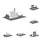 Factory and plant monochrome icons in set collection for design. Production and enterprise vector isometric symbol stock