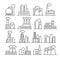 Factory and plant thin line vector icons