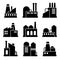 Factory and Power Industrial Building Icon Set