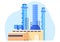 Factory power, nuclear energy for industry, environment, nuclear power, design cartoon vector illustration, isolated on