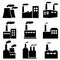 Factory, power plant industrial icons