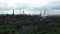 Factory processing hot metal steel drone aerial video shot smoke chimneys black, smog city Ostrava, dust air dron