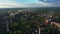 Factory processing hot metal steel drone aerial video shot smoke chimneys black, smog city Ostrava, dust air dron