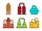 Factory reserve icon set, color outline style