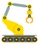 Factory robot hand. Mechanic arm yellow icon