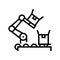 factory robot transportation box on conveyor line icon vector illustration