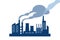 Factory Silhouettes Industrial Plant Chemical Production Air Pollution vector illustration