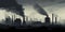 Factory with smoke. Pollution of the environment. Illustration