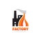 Factory - vector logo template concept illustration for business company. Industrial plant sign. Fire flame. Design element