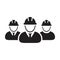 Factory worker icon vector group of construction builder people persons profile avatar for team work with hardhat helmet