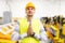 Factory worker technician or engineer praying gesture