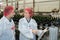 Factory worker in water bottle plant