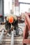 Factory workers at Koksokhim, welders are engaged in the construction and installation of metal structures on high ground