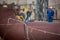 Factory workers at Koksokhim, welders are engaged in the construction and installation of metal structures on high ground