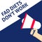 FAD DIETS DON`T WORK Announcement. Hand Holding Megaphone With Speech Bubble