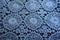 Faded blue old-fashioned cotton lacy fabric