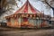 faded, peeling circus tent in disrepair