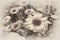 faded sepia background of daisies