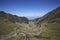 Fagaras mountains, with Transfagarasan - the most famous road in Romania, breaking through the mountain