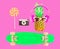 Fahion pineapple with headphones sunglasses lollipop caramel