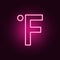 fahrenheit sign neon icon. Elements of web set. Simple icon for websites, web design, mobile app, info graphics