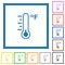 Fahrenheit thermometer cold temperature flat framed icons