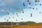 FAI European Hot Air Balloon Championship in Spain. Lots of hot air balloons in the air