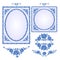 Faience blue frames with floral motif vector