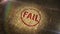 Fail sign stamp on linen sack loop animation