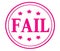 FAIL word on pink grunge rubber stamp.