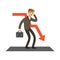 Failed businessman and red graph going down, unsuccessful character vector Illustration