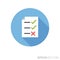 Failed quality control checklist flat design long shadow color vector icon