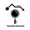 failure analysis icon, black vector sign with editable strokes, concept illustration