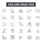 Failure analysis line icons, signs, vector set, outline illustration concept