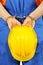 Failure guilty laborer regretful criminal handcuffed hard hat blue collar portrait