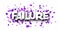 Failure sign over purple cut out foil ribbon confetti background