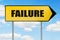 Failure Sign -Yellow road sign with arrow pointing right against