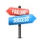 Failure versus success road sign illustration