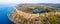 Fair Head cliff in Northern Ireland. Aerial Panorama