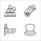 fair line icons. linear set. quality vector line set such as magic hat, eye mask, cannon