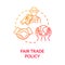 Fair trade policy red gradient concept icon
