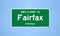 Fairfax, Virginia city limit sign. Town sign from the USA.