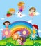 Fairies flying over the rainbow