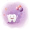 Fairies and happy teeth cute cartoon and balloon.oral dental hygiene