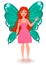 Fairy with butterfly wings. Beautiful redhead cartoon character.