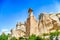 Fairy chimney balanced rock formations and troglodyte cave houses