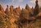 Fairy chimneys in eroded badlands