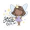 FAIRY DARK PRINCESS AND LETTERING Vector illustration