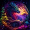 fairy fabulous colorful fantasy dragon illustration Generative AI