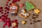 Fairy figures drawn on christmas gingerbread honey cookies